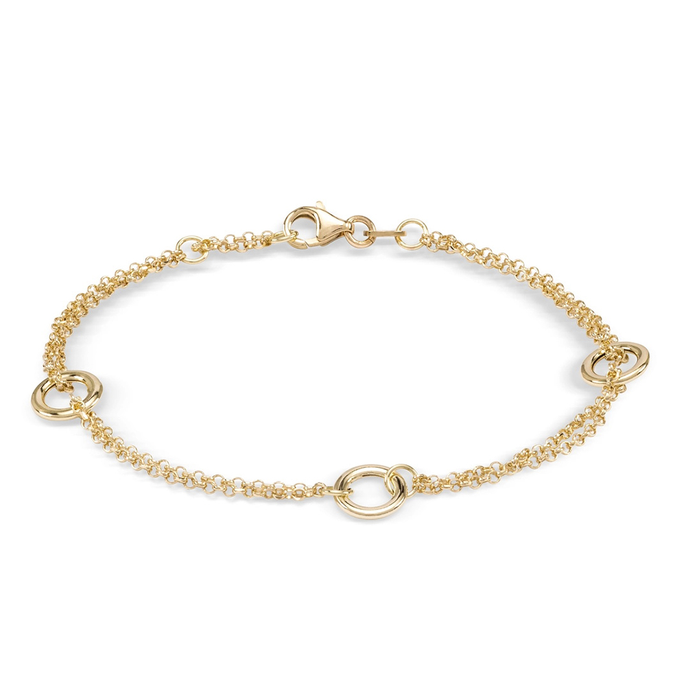 Monzario geelgouden armband dubbelrijig/enkele cirkel 19cm  | 1477A GEEL